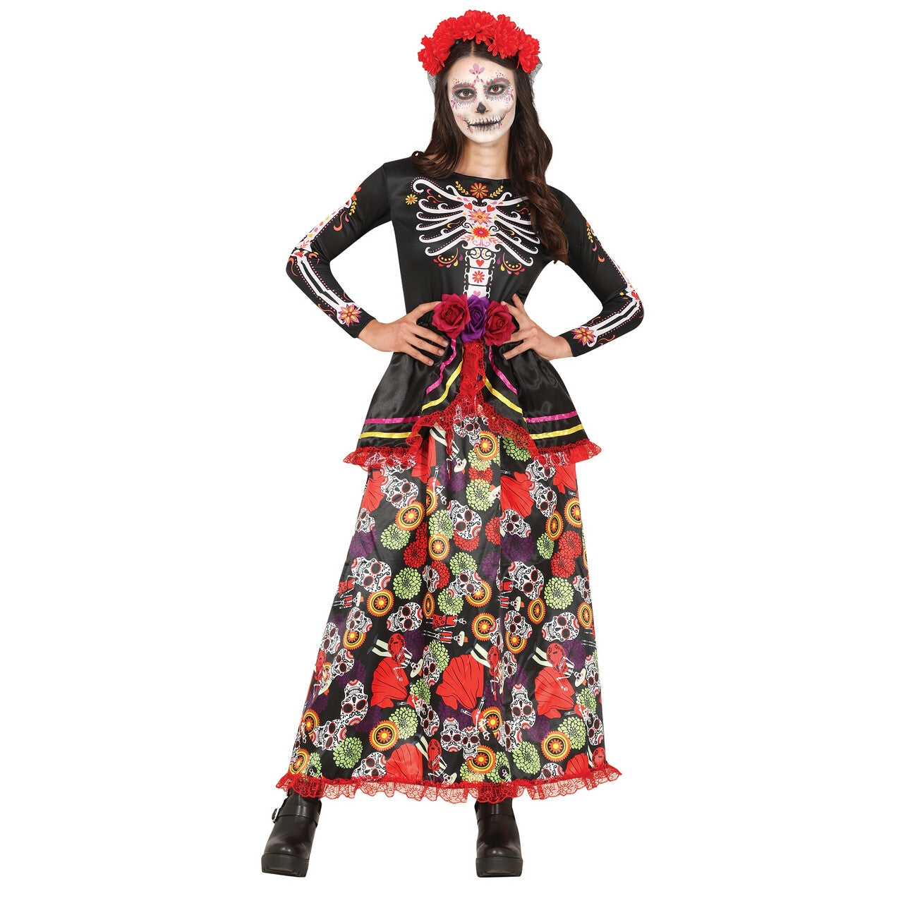 Op deze afbeelding zie je een Kostuums, van het merk Guirca. Mexicaanse Catrina Dag Van De Doden Vrouw Kostuum