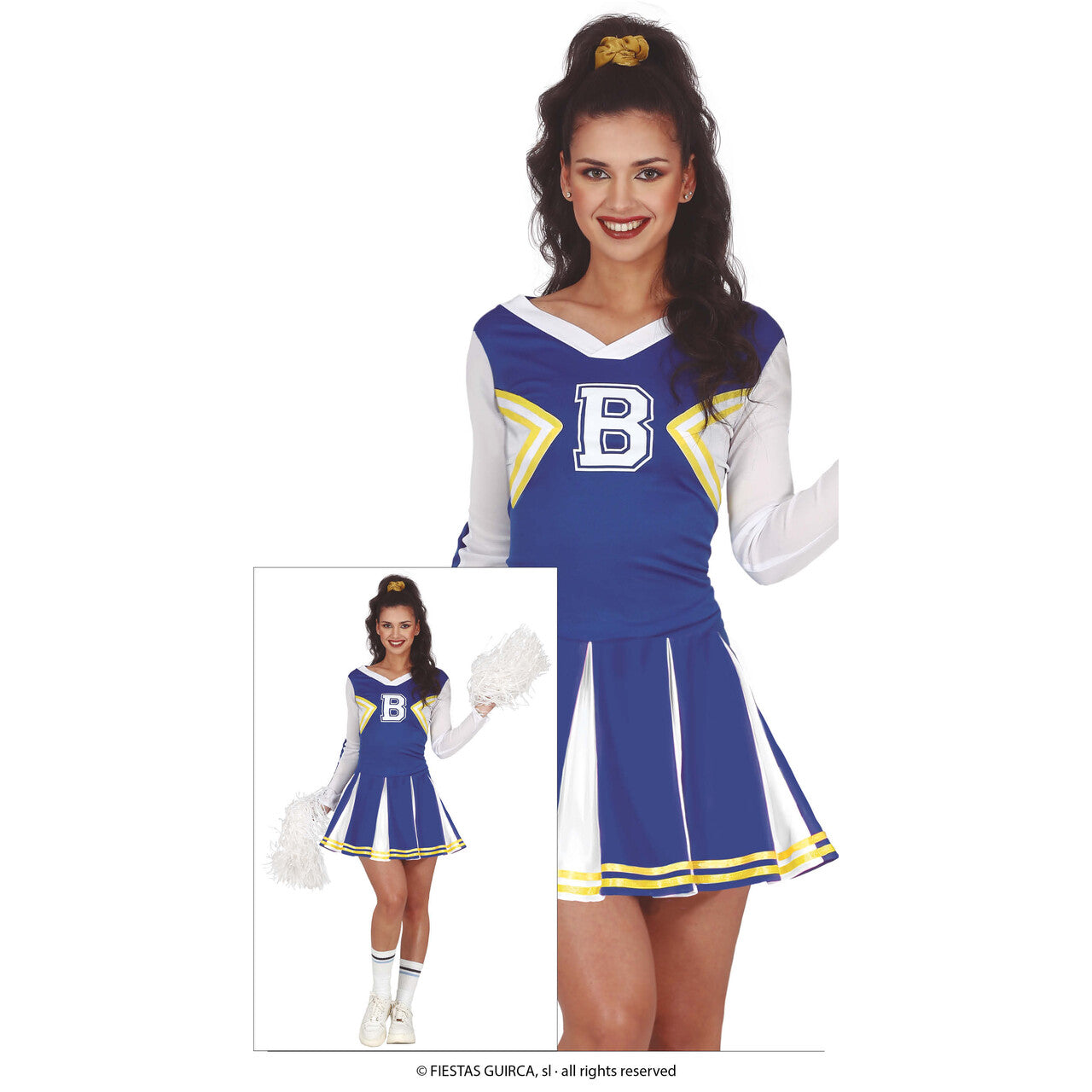 Op deze afbeelding zie je een Kostuums, van het merk Guirca. Cheerleader Team B Vrouw Kostuum