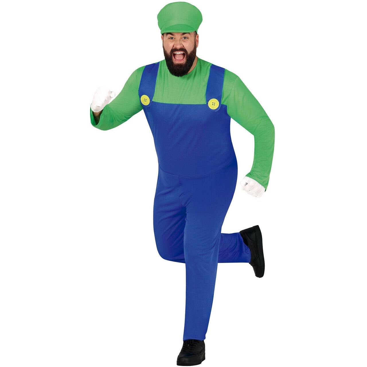 Op deze afbeelding zie je een Kostuums, van het merk Guirca. Lets A Go Luigi Man Kostuum