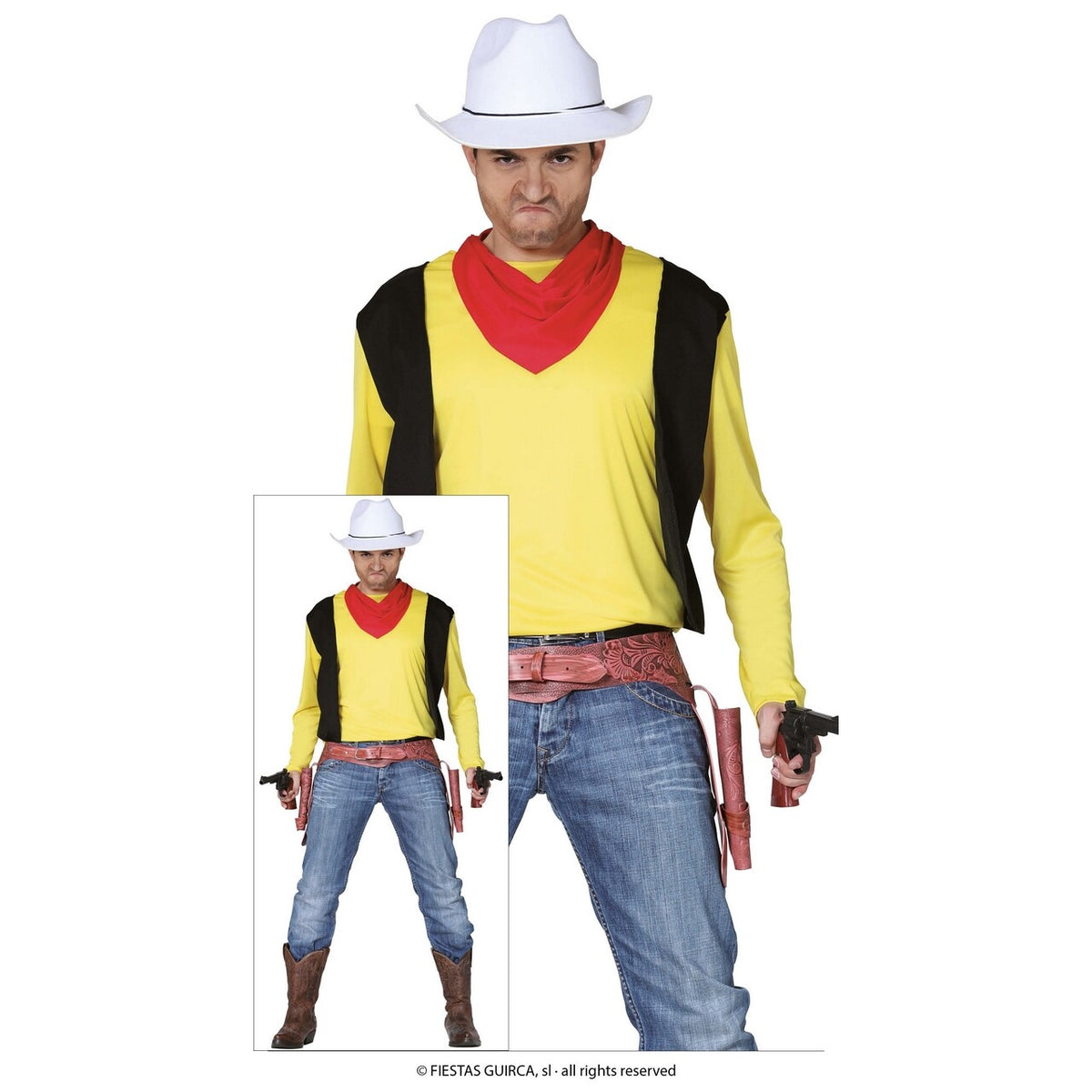 Op deze afbeelding zie je een Kostuums, van het merk Guirca. Cowboy Luke Geluk Man