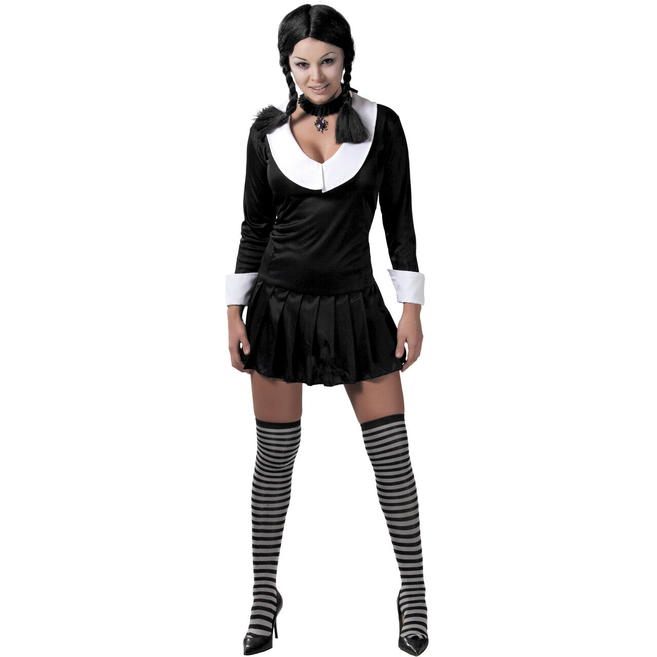 Op deze afbeelding zie je een Kostuums, van het merk Guirca. Stout Schoolmeisje Nevermore Vrouw Kostuum
