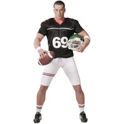 Op deze afbeelding zie je een Kostuums, van het merk Guirca. Quarterback Rugby Speler Nummer 69 Man Kostuum