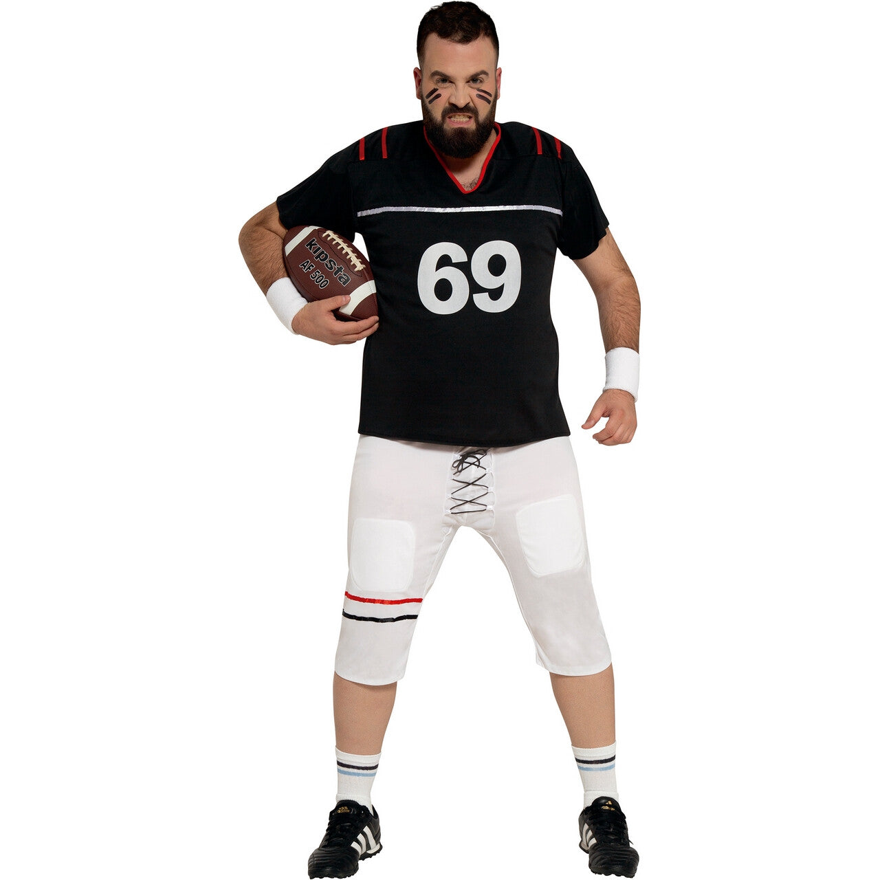 Op deze afbeelding zie je een Kostuums, van het merk Guirca. Quarterback Rugby Speler Nummer 69 Man Kostuum