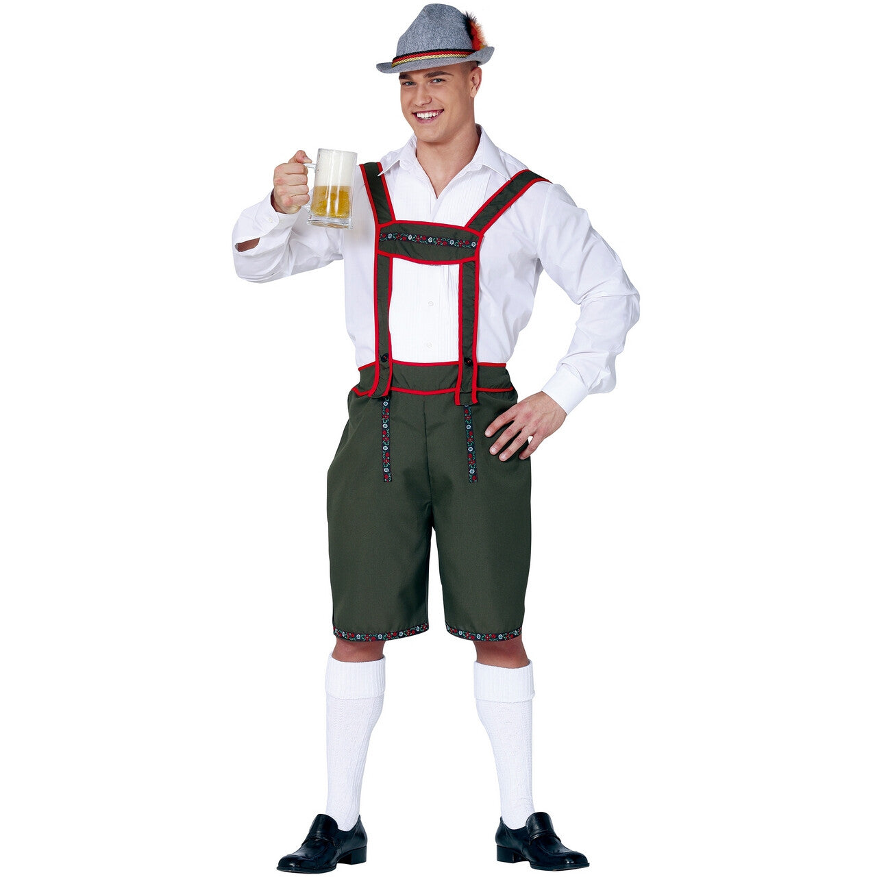 Op deze afbeelding zie je een Kostuums, van het merk Guirca. Donkergroene Lederhose Tino Tirol Man