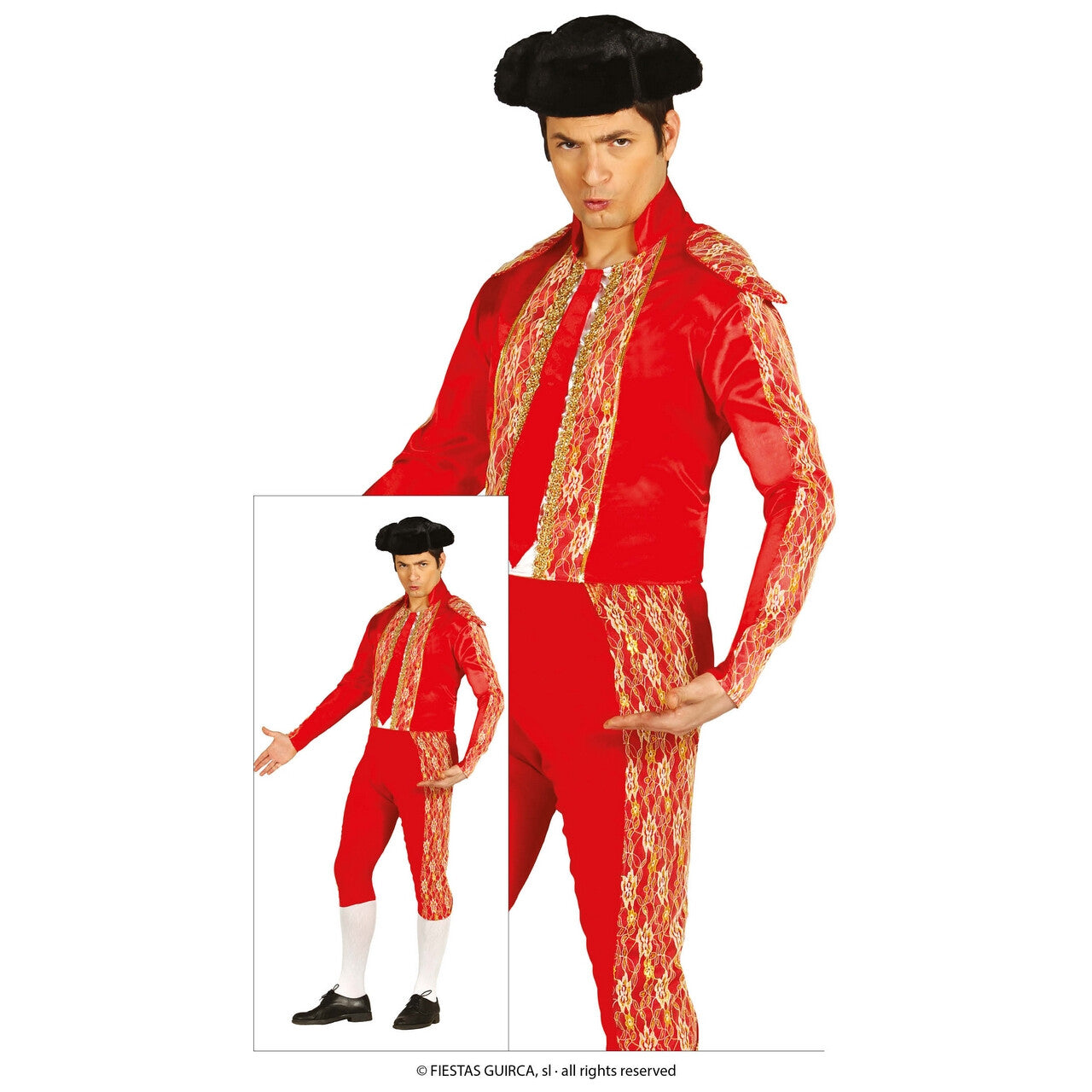 Op deze afbeelding zie je een Kostuums, van het merk Guirca. Spaanse Stierenvechter Matador Padilla Man Kostuum