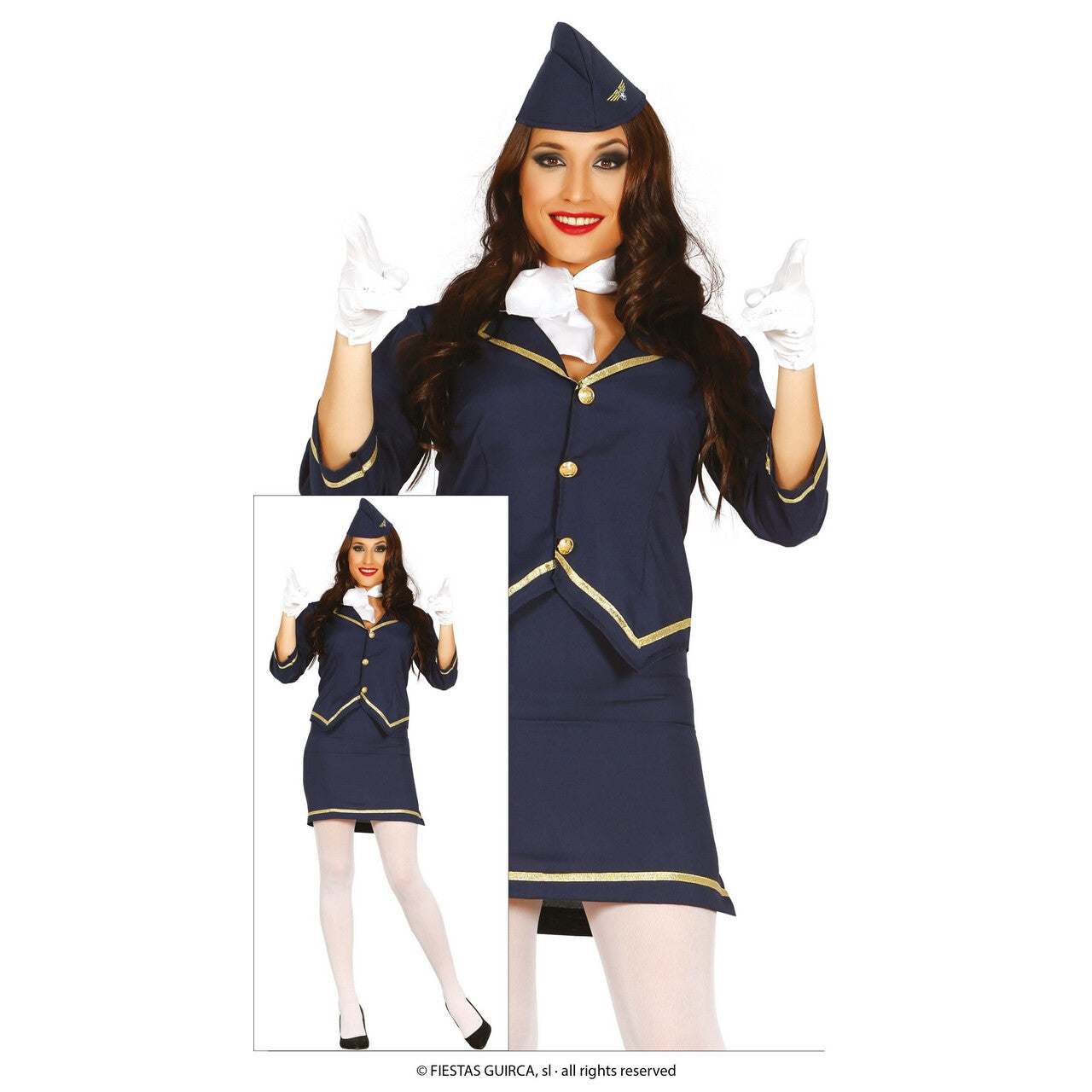 Op deze afbeelding zie je een Kostuums, van het merk Guirca. Stewardess At Your Service Vrouw Kostuum