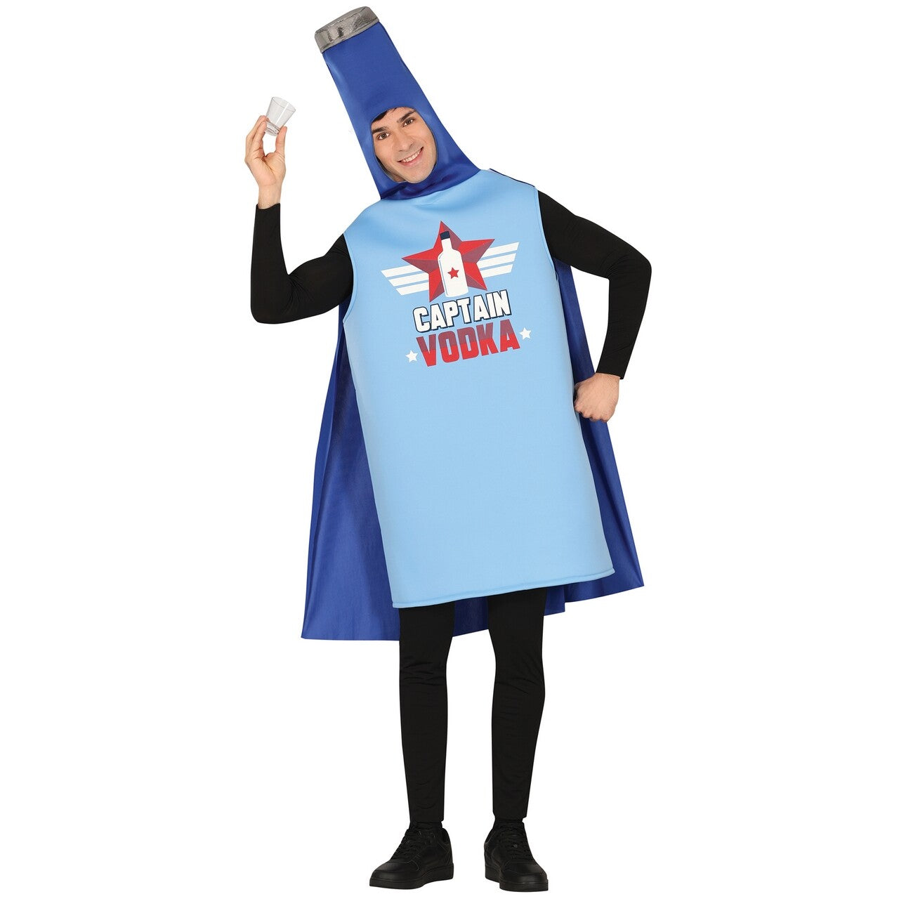 Op deze afbeelding zie je een Kostuums, van het merk Guirca. Captain Vodka Fles Man Kostuum