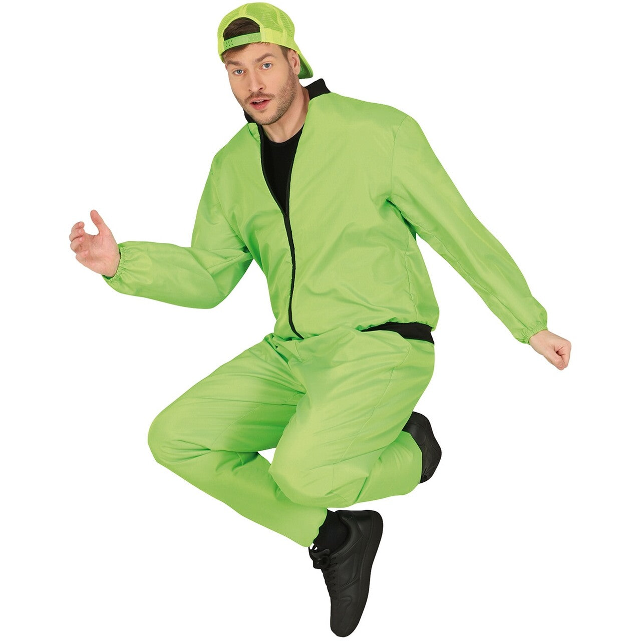 Op deze afbeelding zie je een Kostuums, van het merk Guirca. Groene Neon Tracksuit Super 90s Man Kostuum