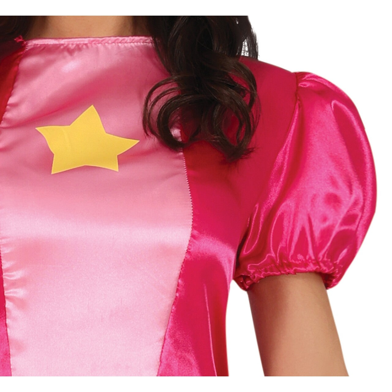 Op deze afbeelding zie je een Kostuums, van het merk Guirca. Superster Prinses Perzik Vrouw Kostuum