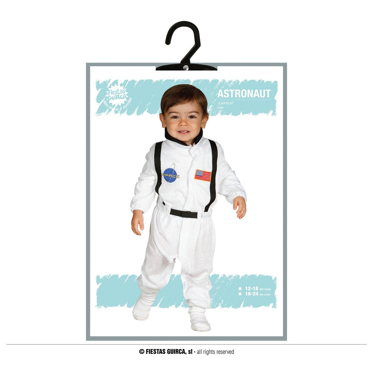 Op deze afbeelding zie je een Kostuums, van het merk Guirca. Mini Planeten Verkenner Andre Kind Kostuum