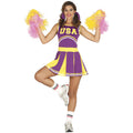 Cheerleader USA Paars Geel Vrouw Kostuum