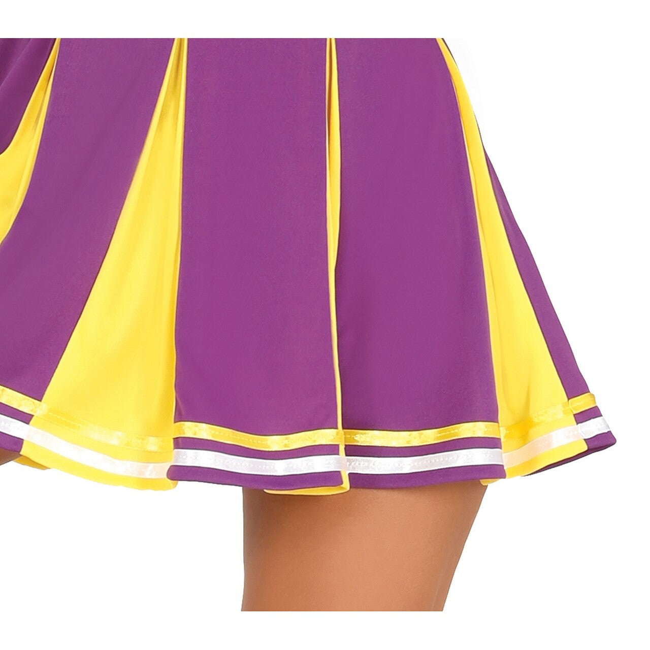 Op deze afbeelding zie je een Kostuums, van het merk Guirca. Cheerleader USA Paars Geel Vrouw Kostuum