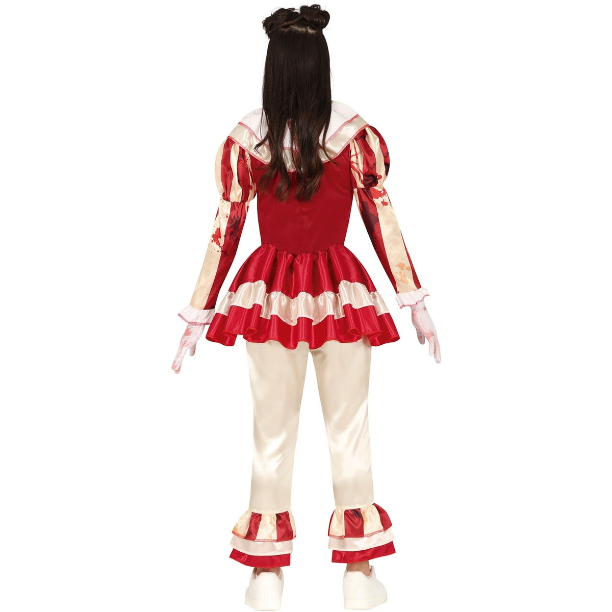 Op deze afbeelding zie je een Kostuums, van het merk Guirca. Gestreepte Lady Killer Clown Vrouw Kostuum