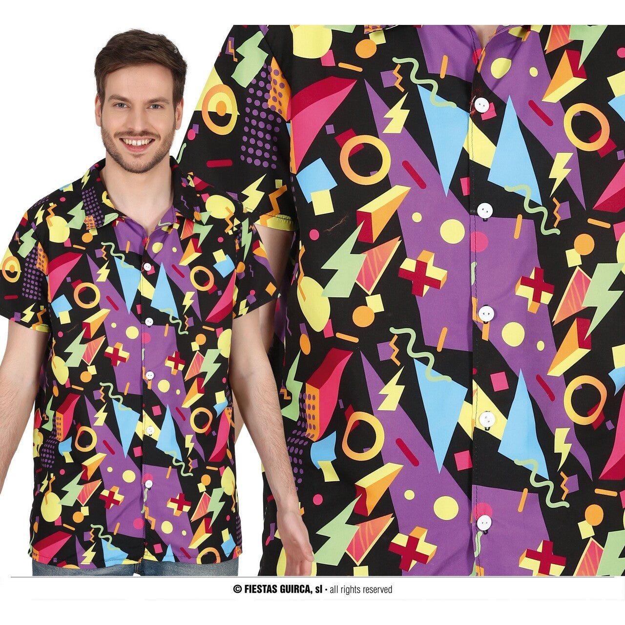 Op deze afbeelding zie je een Kostuums, van het merk Guirca. 80s Shirt Saved By The Bell Man