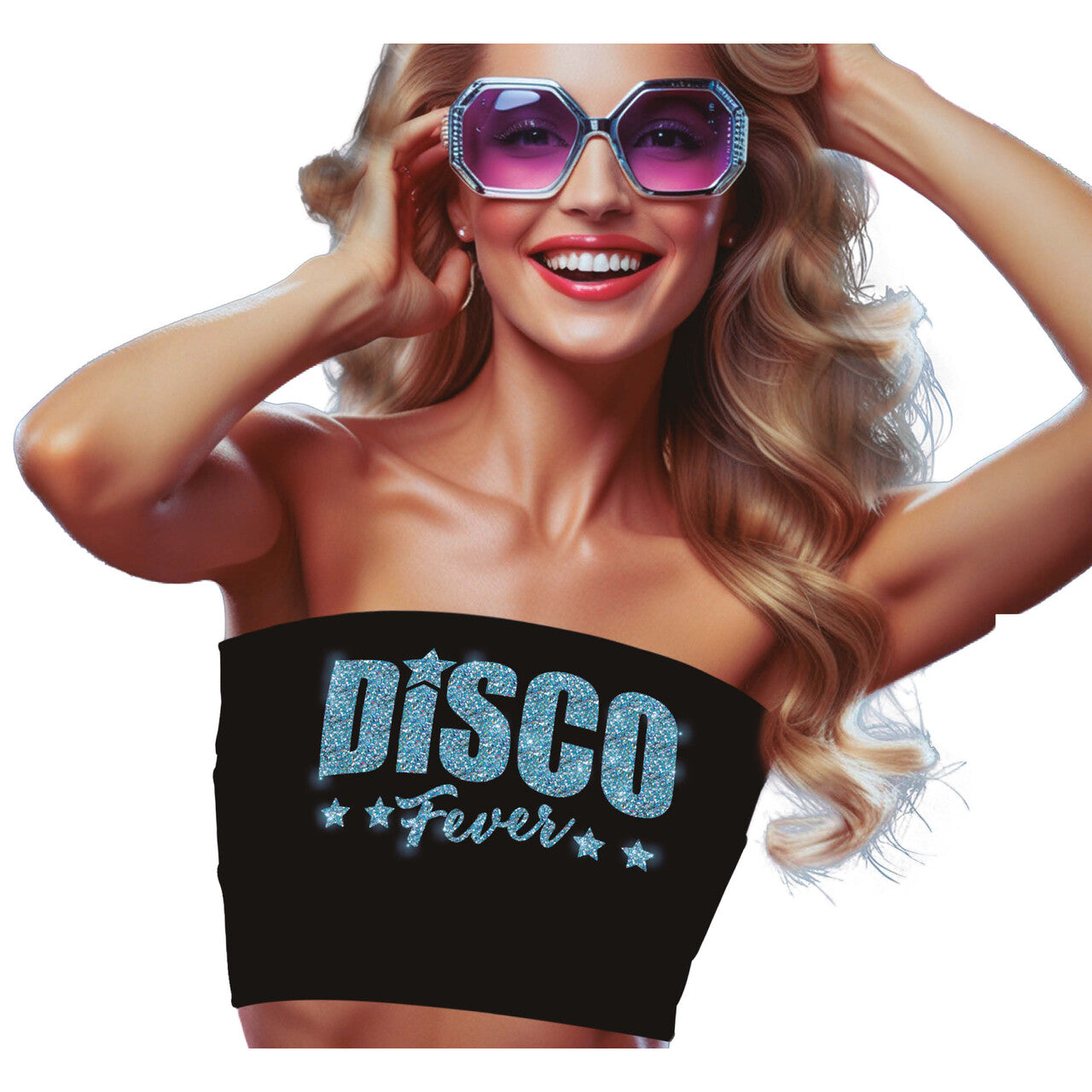 Op deze afbeelding zie je een Kostuums, van het merk Guirca. Disco Fever Glitter Top Vrouw