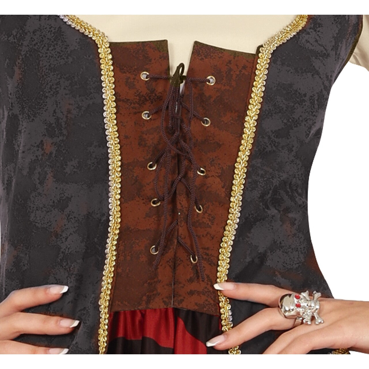 Op deze afbeelding zie je een Kostuums, van het merk Guirca. Zigeuner Pirate Esmeralda Vrouw Kostuum