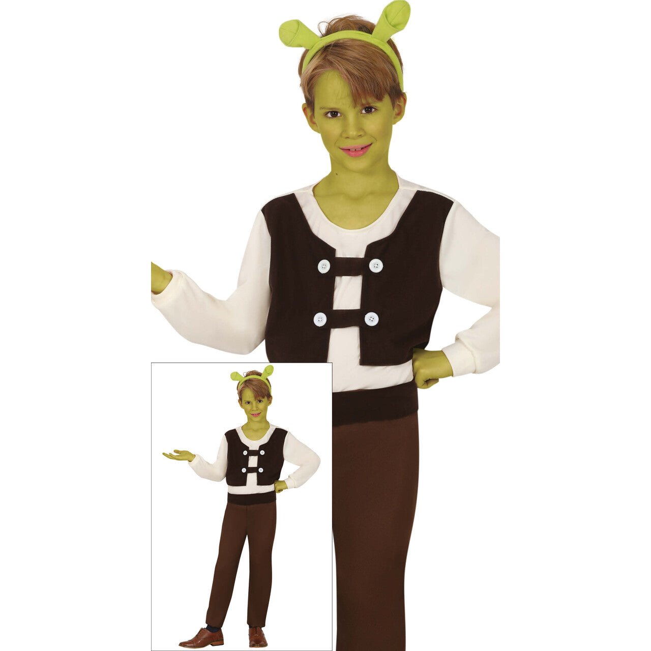 Op deze afbeelding zie je een Kostuums, van het merk Guirca. Shrek Smash! Jongen Kostuum