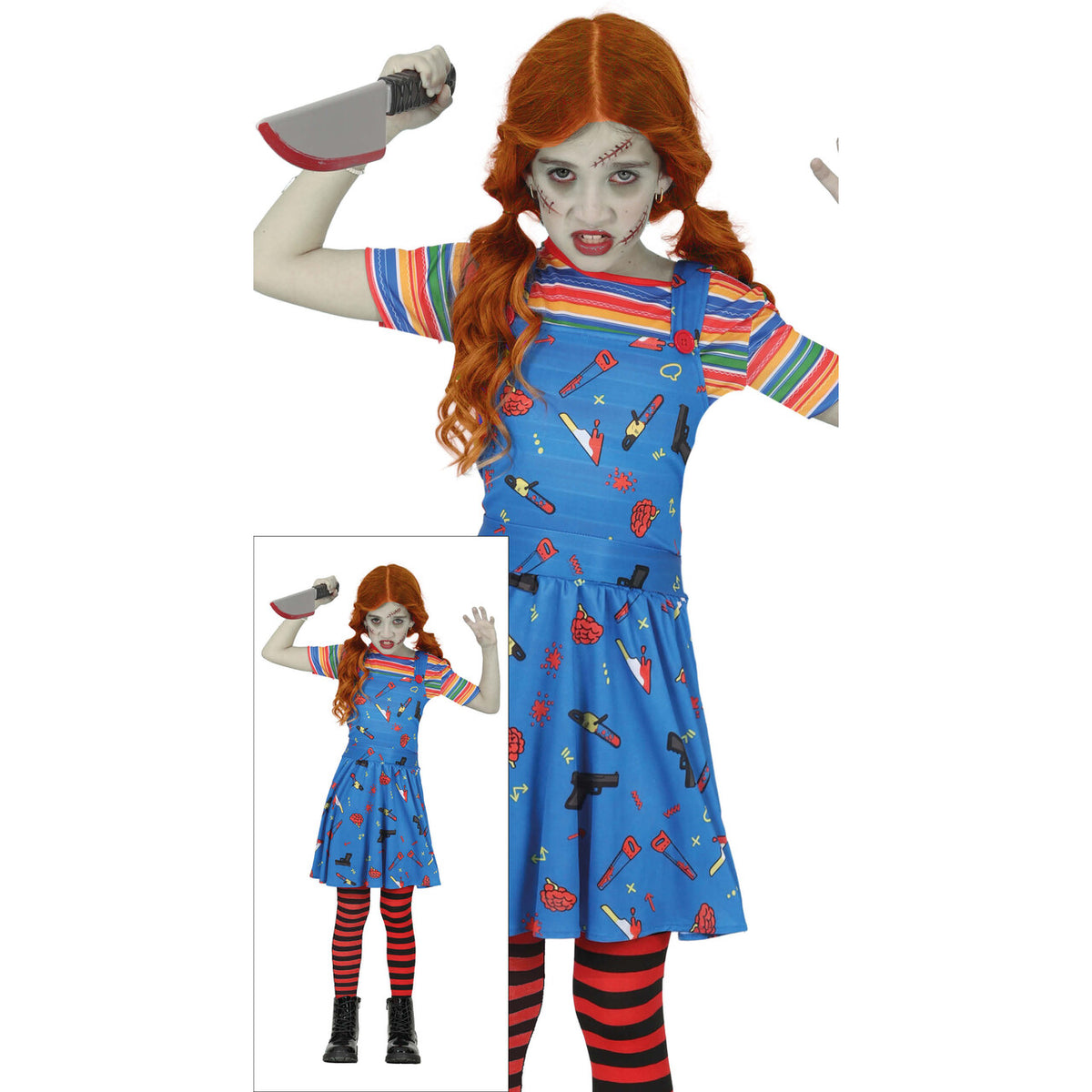 Op deze afbeelding zie je een Kostuums, van het merk Guirca. Chucky Girl Killer Doll Meisje Kostuum