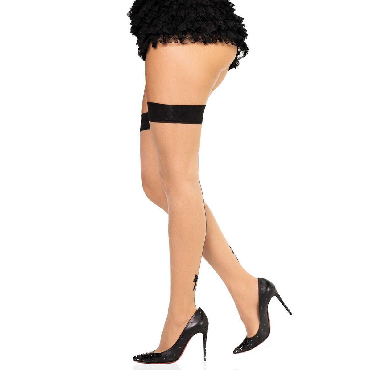Op deze afbeelding zie je een Accessoires, van het merk Leg Avenue. Kousen Nude Met Schattige Strikjes