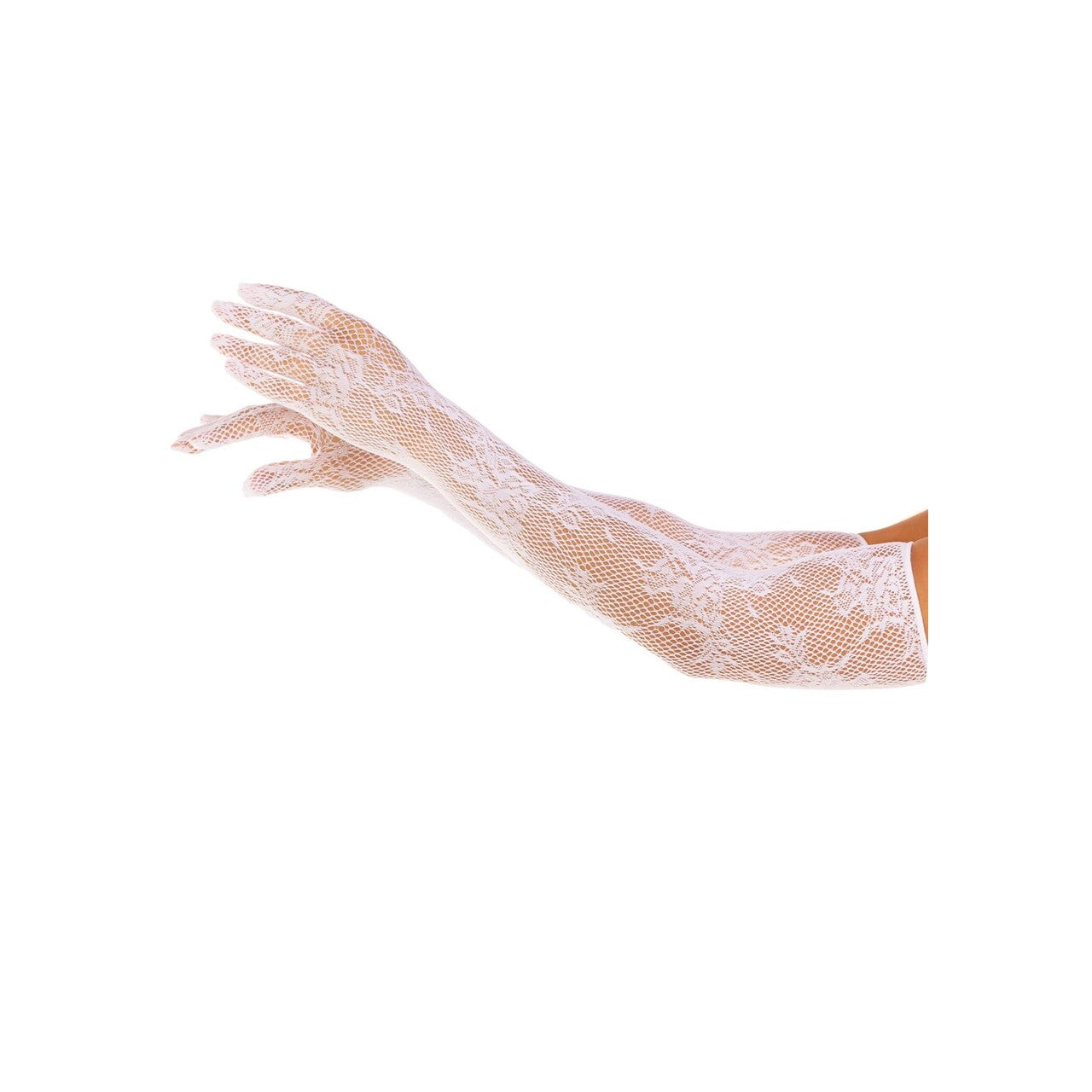 Op deze afbeelding zie je een Accessoires, van het merk Leg Avenue. Opera Length Floral Net Gloves