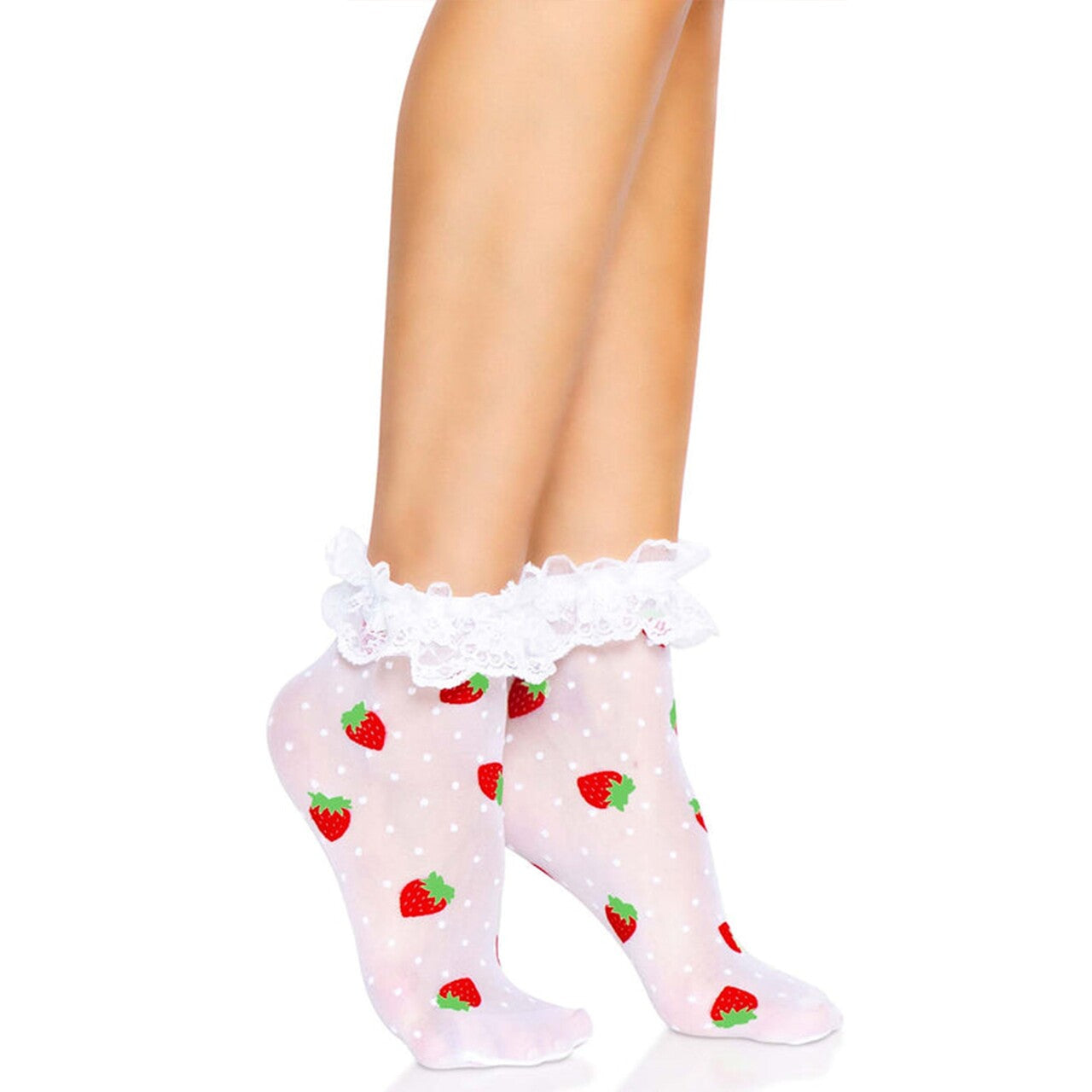 Op deze afbeelding zie je een Accessoires, van het merk Leg Avenue. Schattige Aardbeien Sokjes Met Rouchen