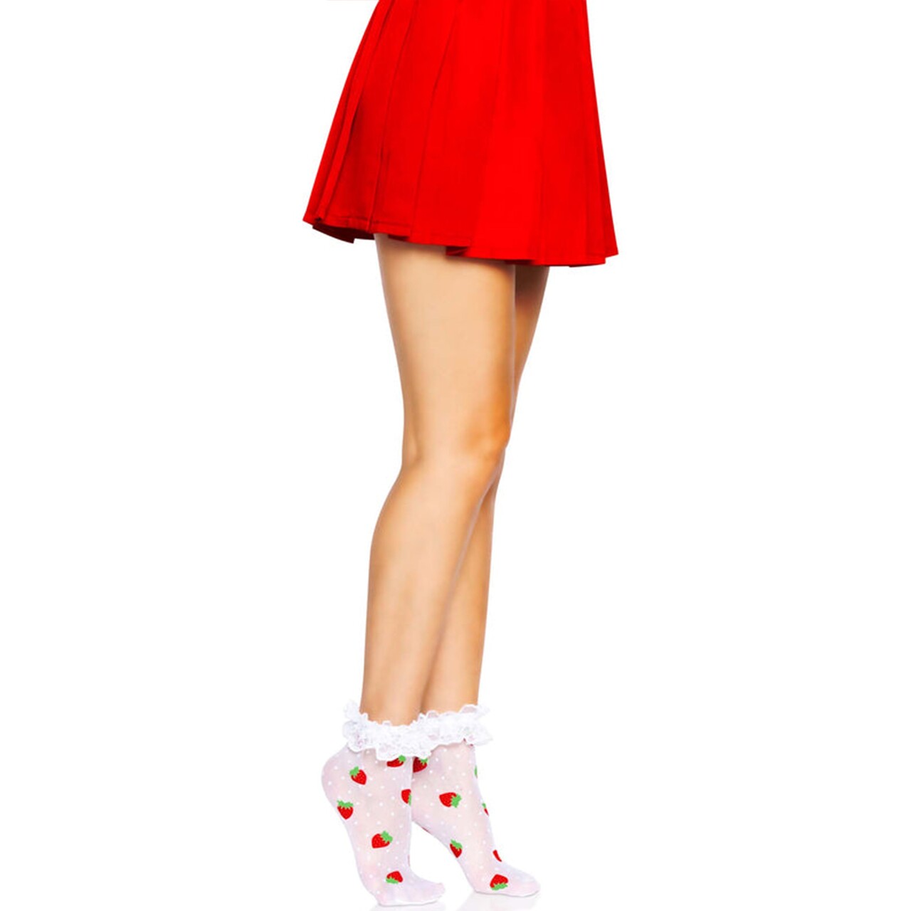 Op deze afbeelding zie je een Accessoires, van het merk Leg Avenue. Schattige Aardbeien Sokjes Met Rouchen