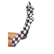 Op deze afbeelding zie je een Accessoires, van het merk Leg Avenue. Zwart-Witte Harlekijn Lange Handschoenen