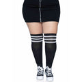 Zwarte Sokken Sportief Met Witte Strepen Plus Size