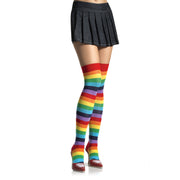 Op deze afbeelding zie je een Accessoires, van het merk Leg Avenue. Elastaan Acryl Regenboogkleurige Kousen