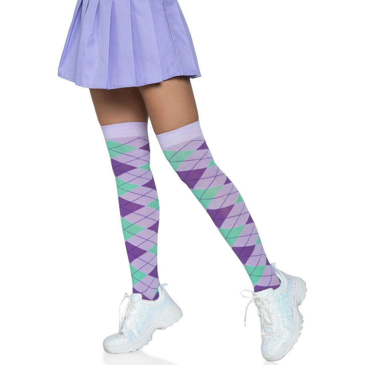 Op deze afbeelding zie je een Accessoires, van het merk Leg Avenue. Lange Kniekousen Student Paars