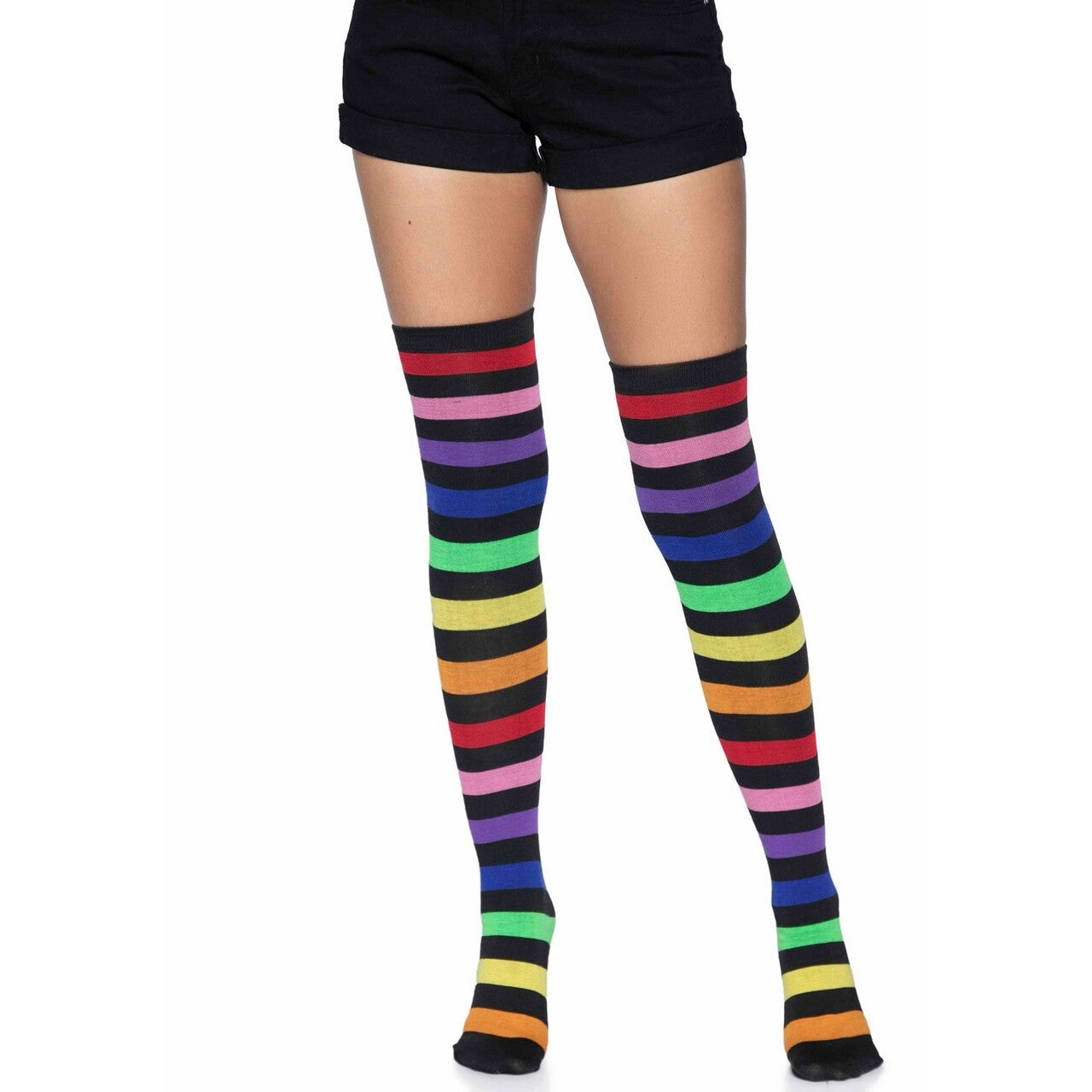 Op deze afbeelding zie je een Accessoires, van het merk Leg Avenue. Fun Stripes Of Colour Lange Kniekousen