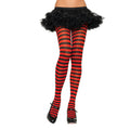 Nylon Gestreepte Panty Rood-Zwart (Plus Size)