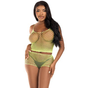 Op deze afbeelding zie je een Kostuums, van het merk Leg Avenue. Limoen Cover-Up Set Van Mesh Vrouw Kostuum