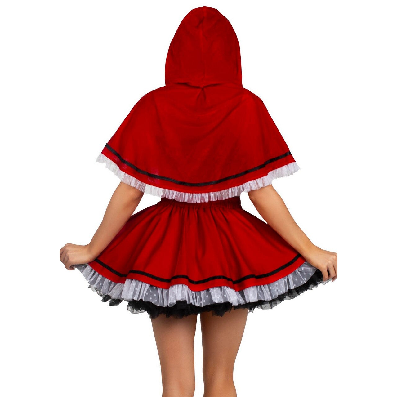 Op deze afbeelding zie je een Kostuums, van het merk Leg Avenue. Flirty Miss Red Hood Vrouw Kostuum