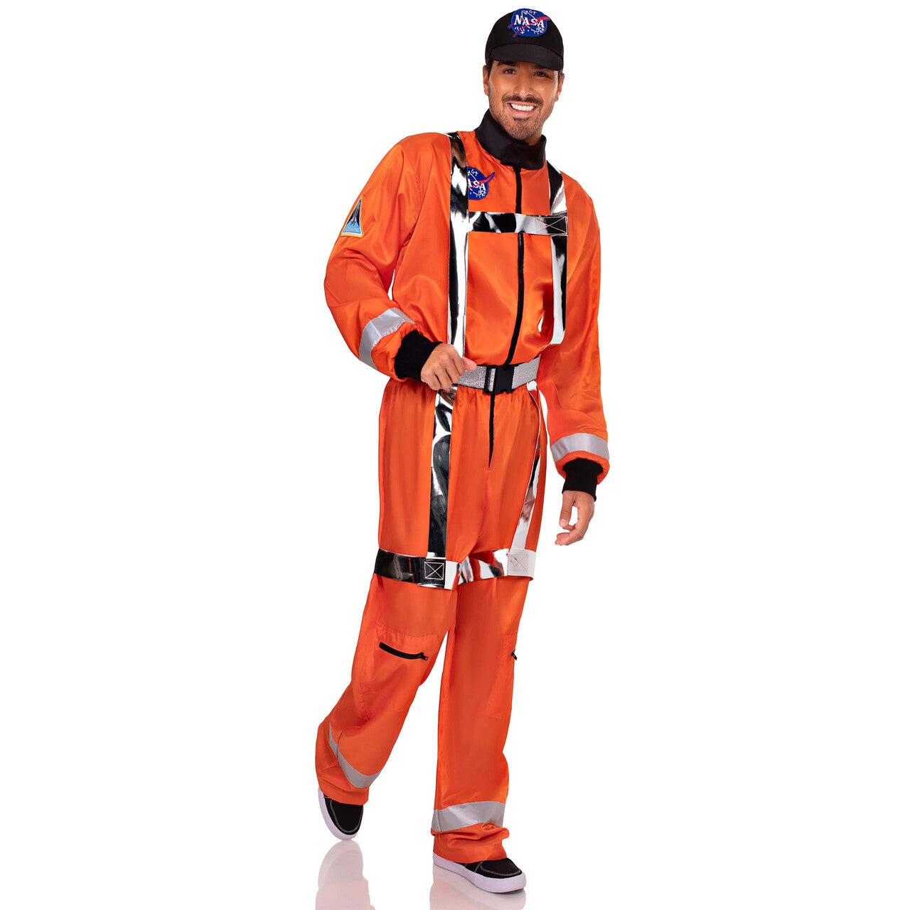 Op deze afbeelding zie je een Kostuums, van het merk Leg Avenue. Cosmic Astronaut Zip-Up Jumpsuit Man Kostuum