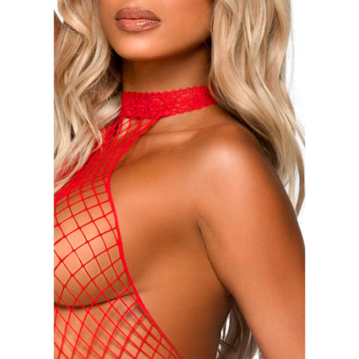 Op deze afbeelding zie je een Kostuums, van het merk Leg Avenue. Visnet Edge Bodysuit Rood Vrouw Kostuum