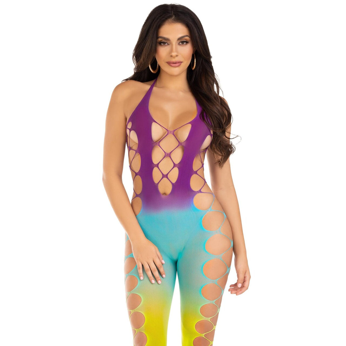 Op deze afbeelding zie je een Kostuums, van het merk Leg Avenue. Sexy Rainbow Festival Bodysuit Vrouw Kostuum
