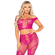 Op deze afbeelding zie je een Kostuums, van het merk Leg Avenue. Candy Lace Festival Set Vrouw Kostuum