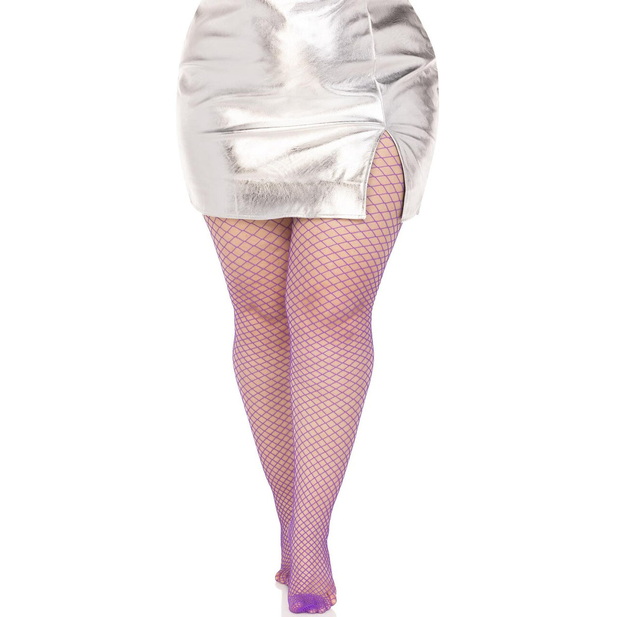 Op deze afbeelding zie je een Accessoires, van het merk Leg Avenue. Paarse Visnet Panty Disco Style Plus Size