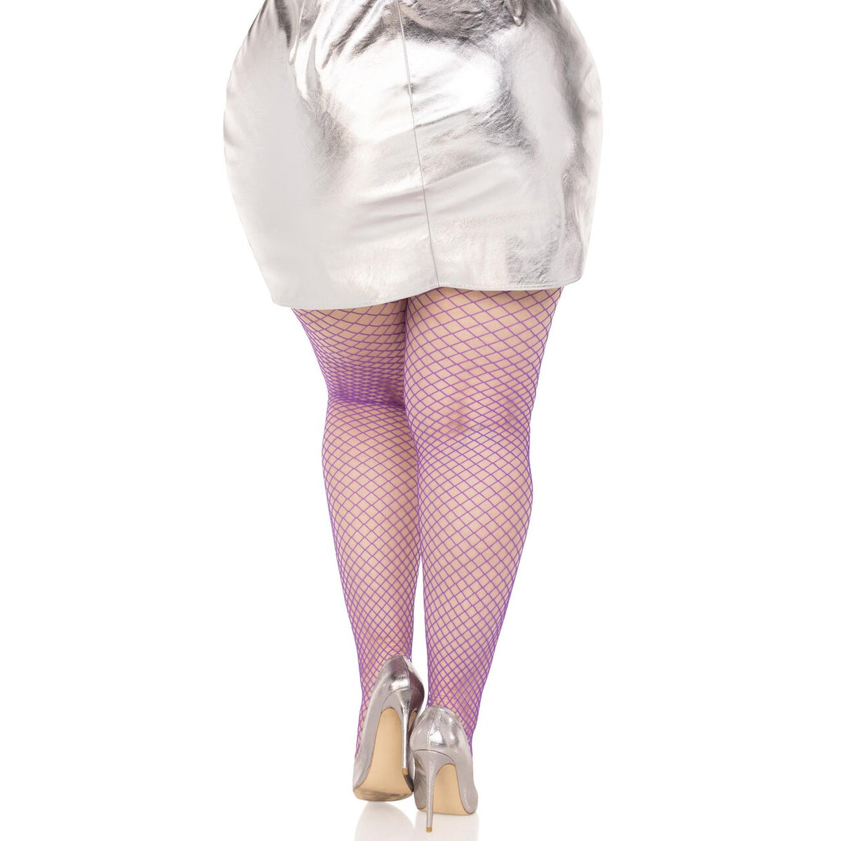 Op deze afbeelding zie je een Accessoires, van het merk Leg Avenue. Paarse Visnet Panty Disco Style Plus Size