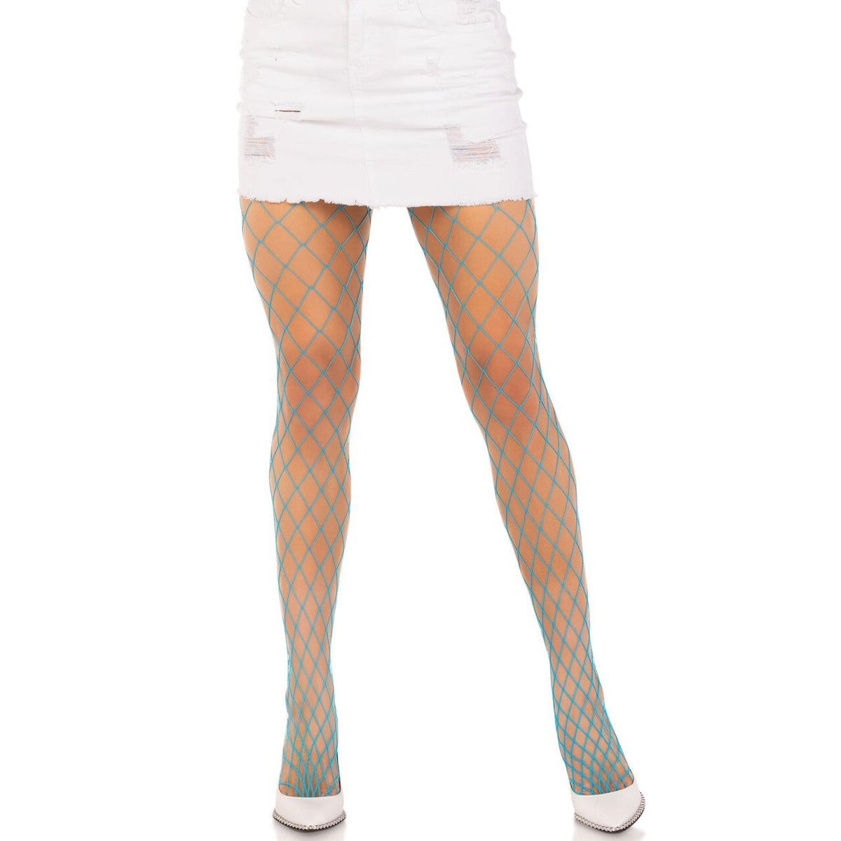 Op deze afbeelding zie je een Accessoires, van het merk Leg Avenue. Kleurige Visnet Panty Blauw Jaren 80