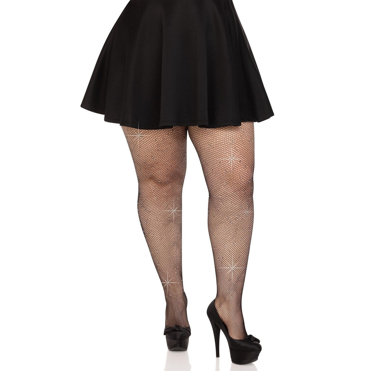 Op deze afbeelding zie je een Accessoires, van het merk Leg Avenue. Visnet Panty Zwart Met Glitters Plus Size