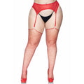 Bas Résille Avec Strass Rouge Grande Taille