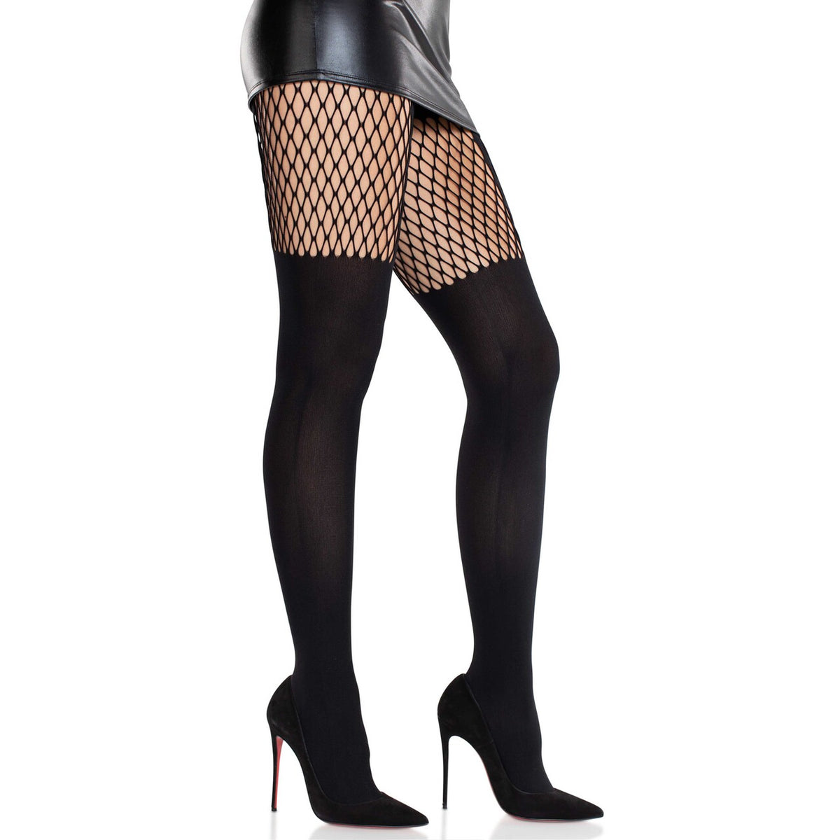 Op deze afbeelding zie je een Accessoires, van het merk Leg Avenue. Jarretel Illusie Panty Zwart