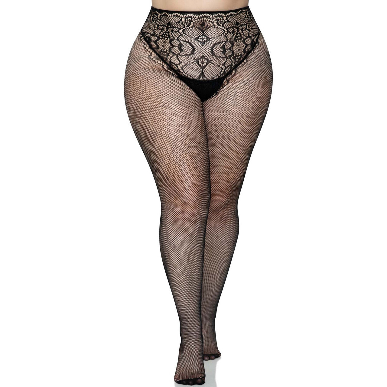 Op deze afbeelding zie je een Accessoires, van het merk Leg Avenue. Supersexy Visnet Panty Met Open Achterkant Plus Size