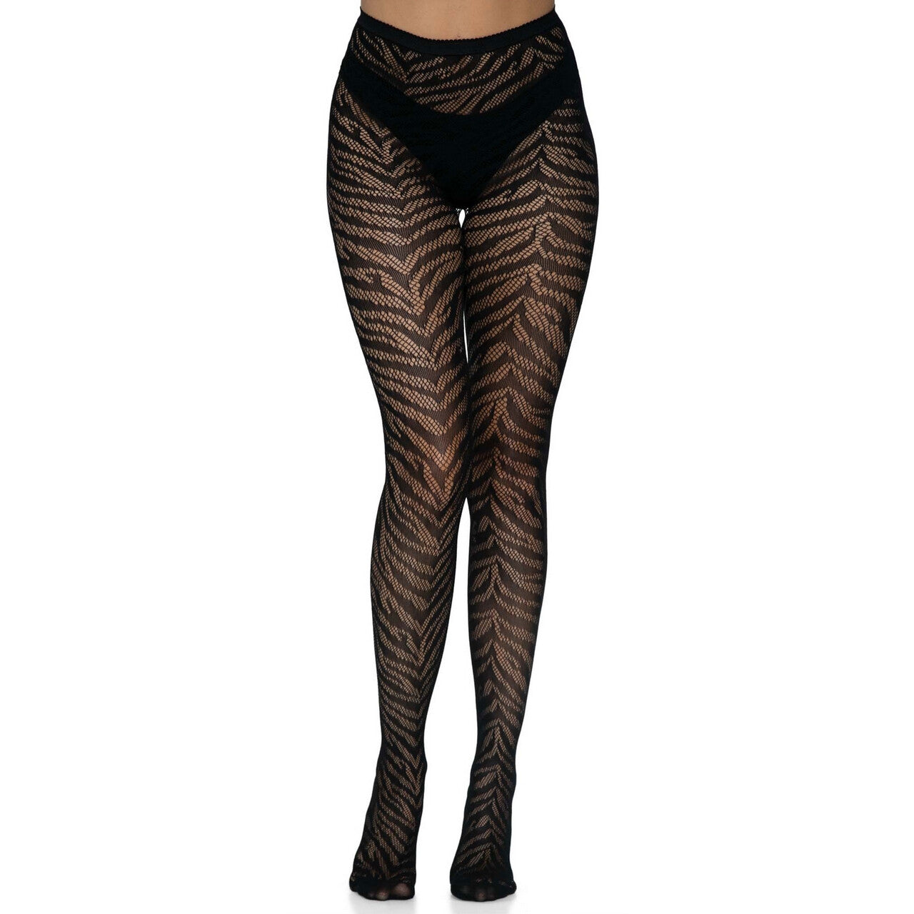 Op deze afbeelding zie je een Accessoires, van het merk Leg Avenue. Gestreepte Zebra Panty Zwart