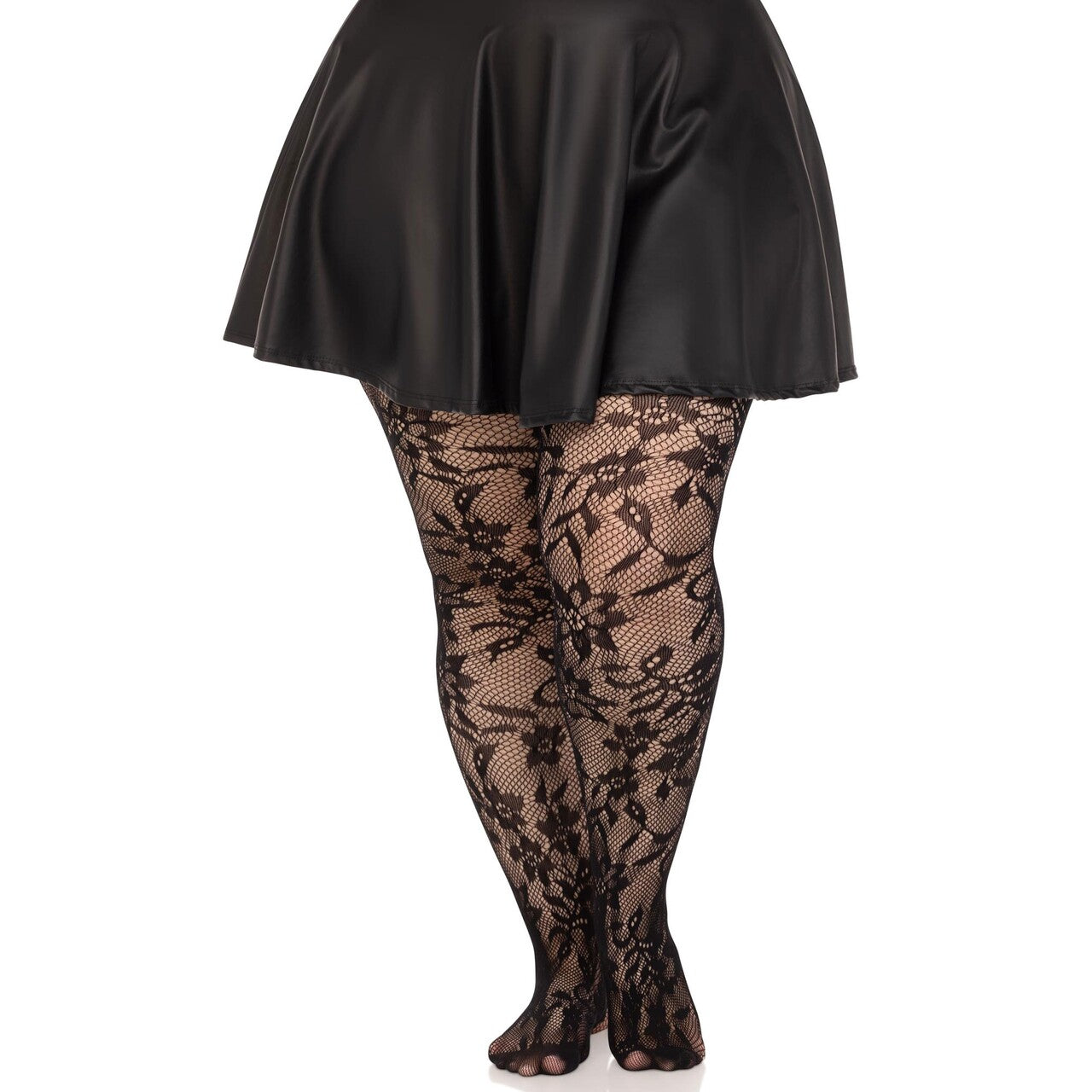 Op deze afbeelding zie je een Accessoires, van het merk Leg Avenue. Bloemenpracht Panty Zwart Plus Size