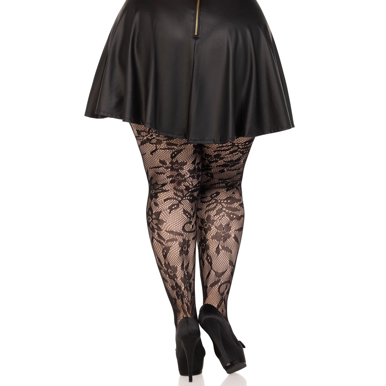 Op deze afbeelding zie je een Accessoires, van het merk Leg Avenue. Bloemenpracht Panty Zwart Plus Size