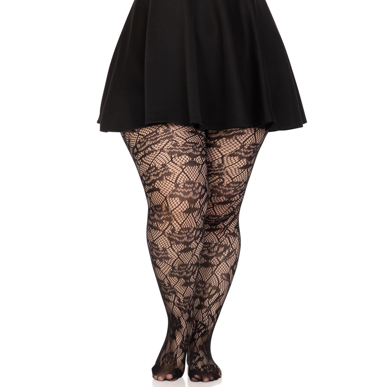 Op deze afbeelding zie je een Accessoires, van het merk Leg Avenue. Panty Flower Garden Zwart Plus Size