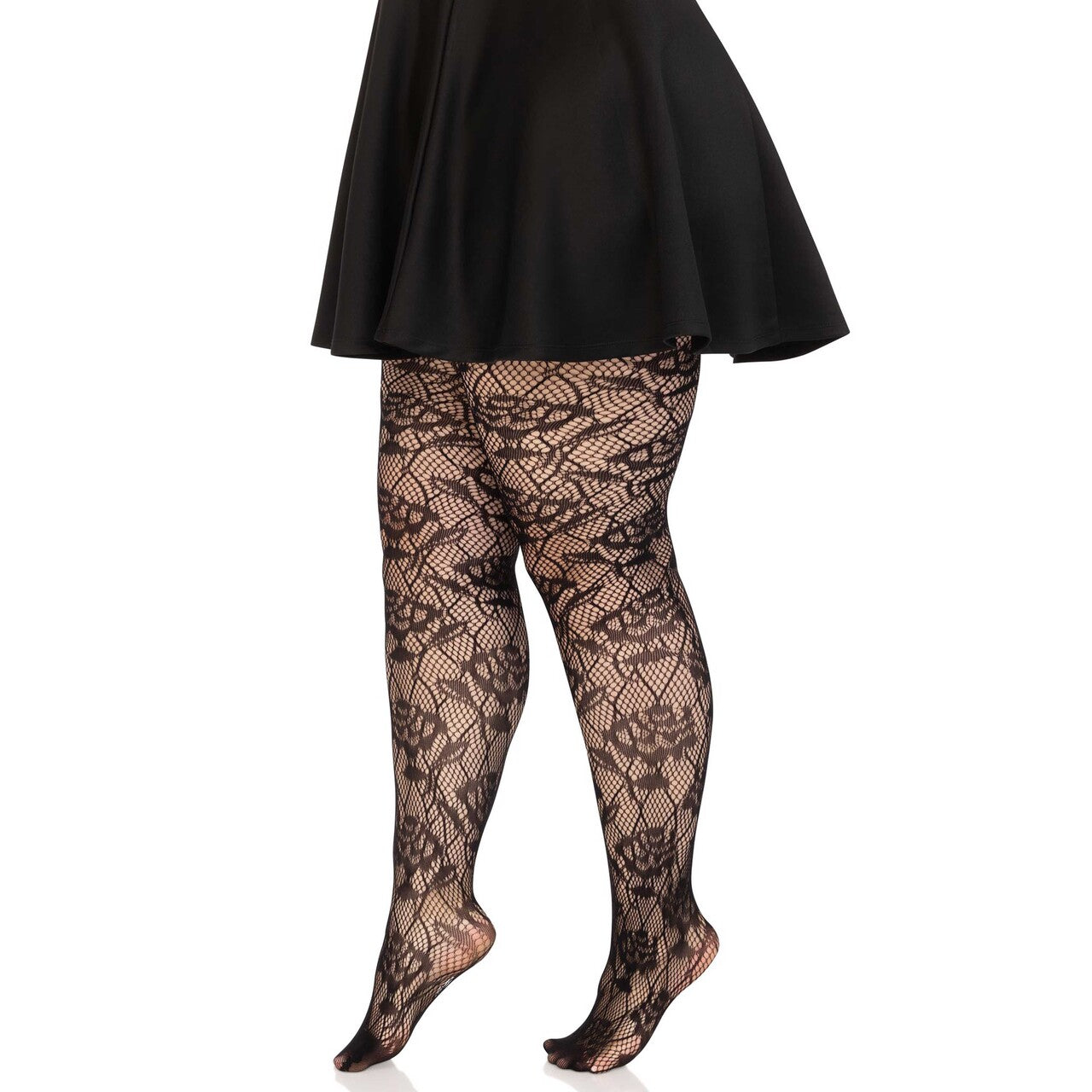 Op deze afbeelding zie je een Accessoires, van het merk Leg Avenue. Panty Flower Garden Zwart Plus Size